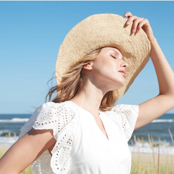 NWT Mar y Sol Grace Raffia Crocheted Sun Hat Natural - Picture 3 of 8